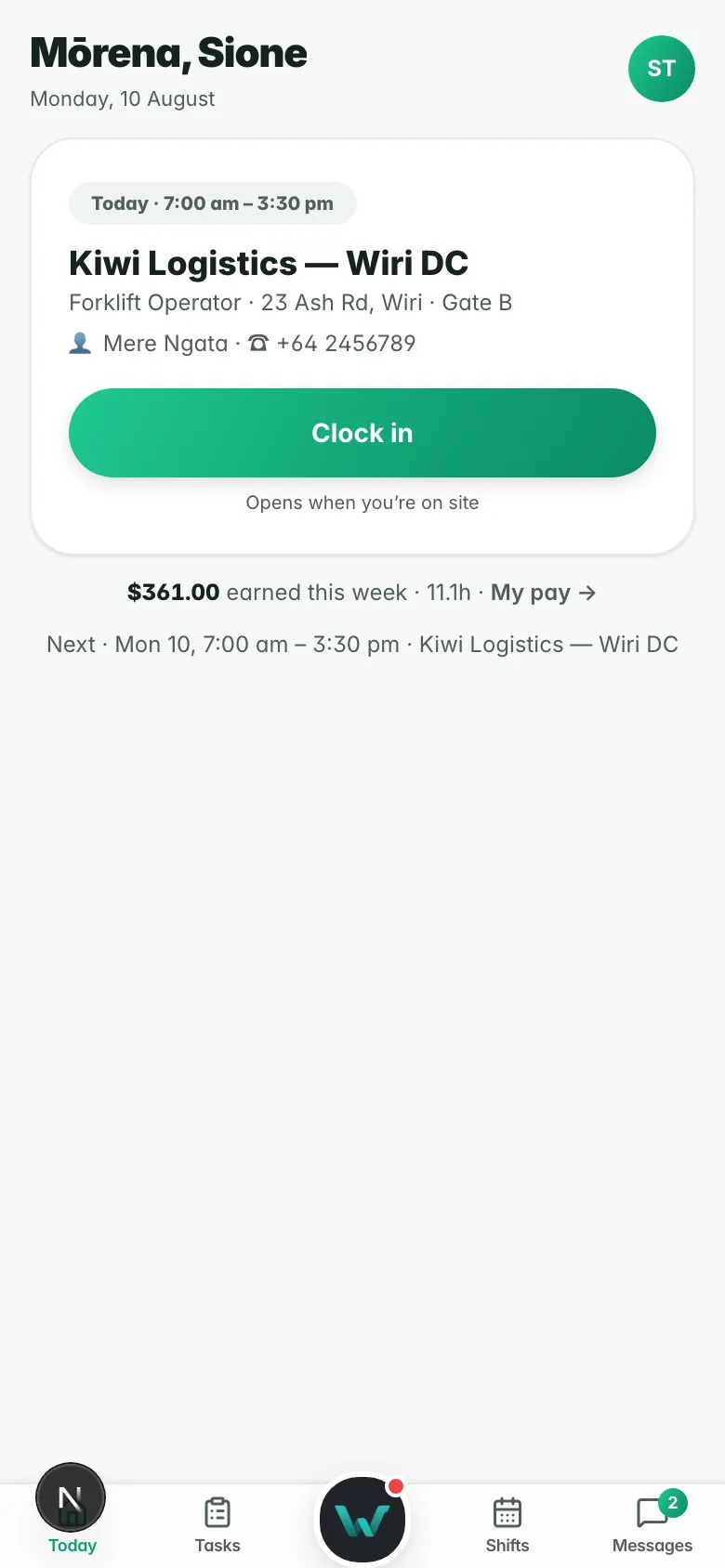 Workhr worker portal — live demo